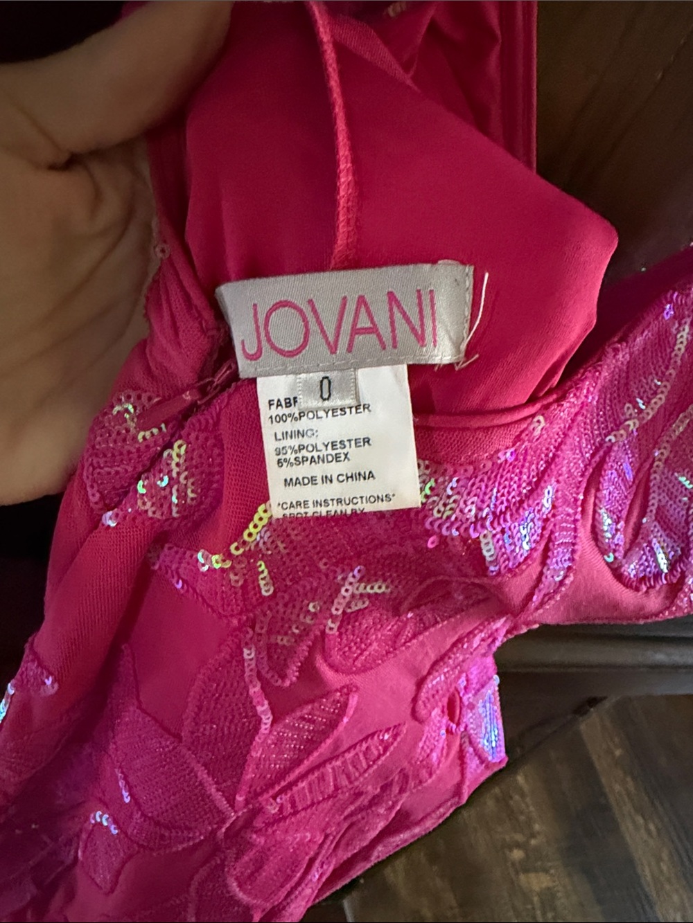 Jovani style 3263 custom Hot Pink Iridescent Sequin dress cut to a mini - Picture 6 of 8